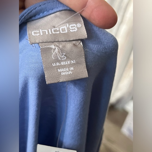 ☑️NWT Chico’s Embroidered Peasant Blouse Tie Tassels 3/4 Bell Sleeve XL 3 - Picture 9 of 9